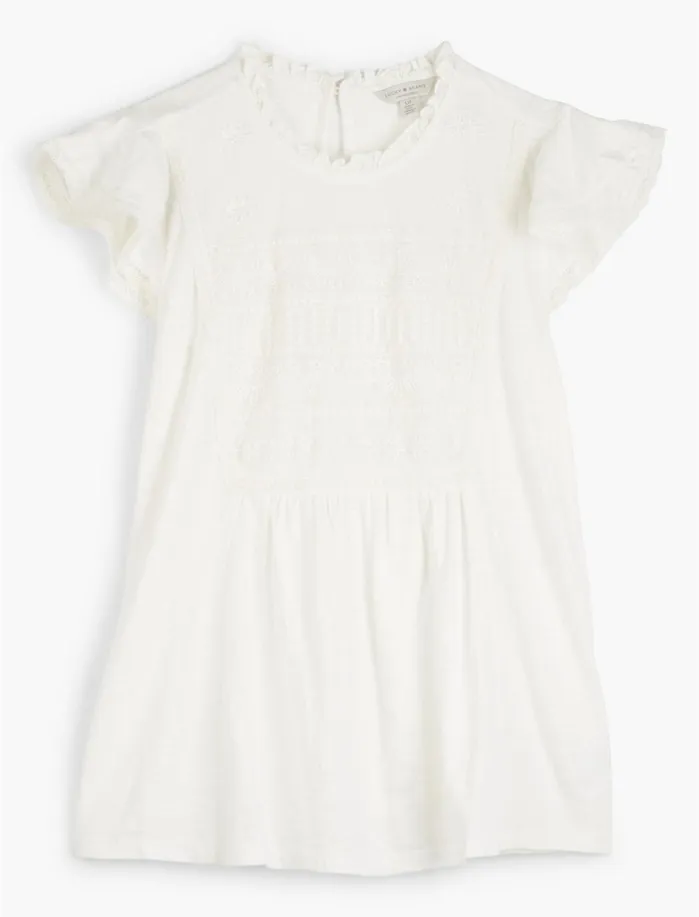 Knit Tops Women Lucky Brand Embroidered Mixed Media Top Marshmallow