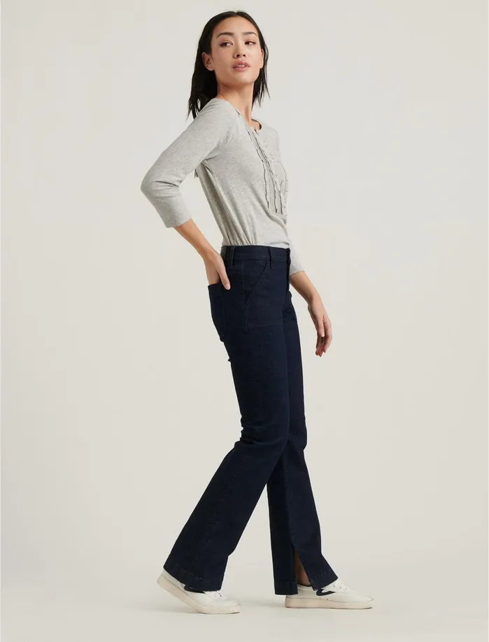 Knit Tops Women Lucky Brand Ruffle Bib Top Heather Grey