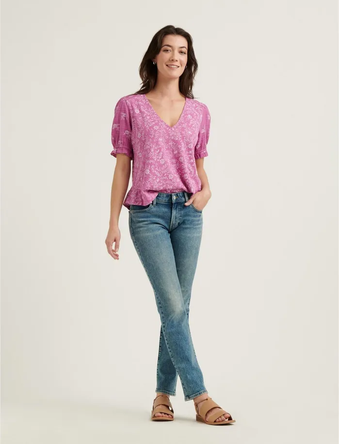 Knit Tops Women Lucky Brand Ruffle Hem Top Purple Multi