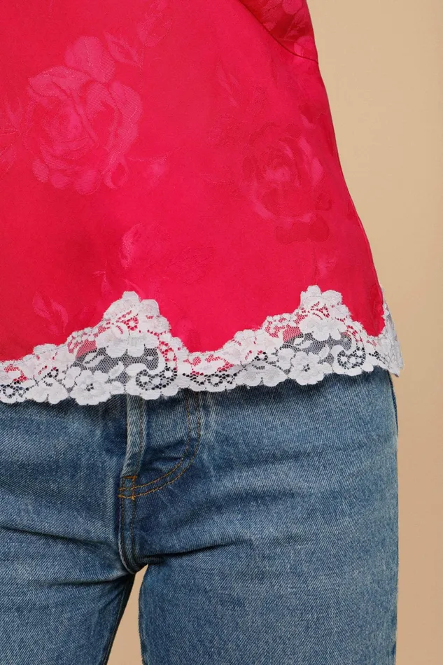 LOANNE Top Jacquard Fushia Women Rouje Blouses and Tops