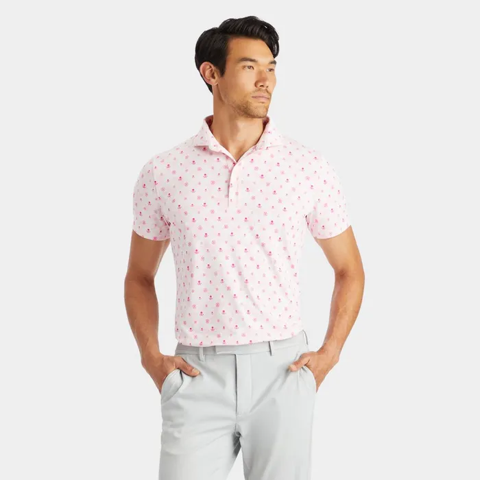 Mapped Icon Camo Tech Jersey Modern Spread Collar Polo Petal Men GFORE Tops