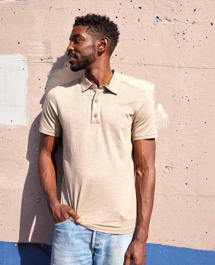 Men039s Tempo Short Sleeve Polo Dark Chino ToadandCo TShirts