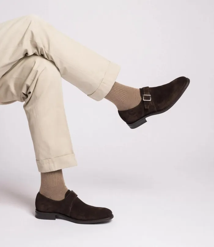 Men 357 Dark Brown Suede Loake Monk Shoes Men 357 Dark Brown Suede Loake Monk Shoes