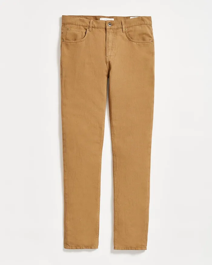 Men Bottoms Billy Reid Cotton Linen 5 Pocket Pant Dark Tan