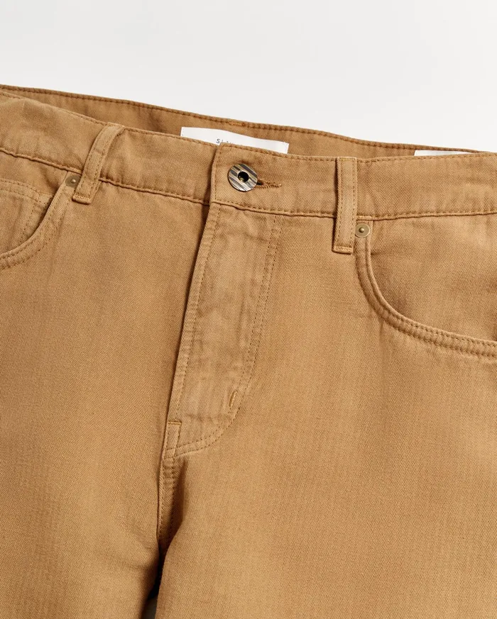 Men Bottoms Billy Reid Cotton Linen 5 Pocket Pant Dark Tan