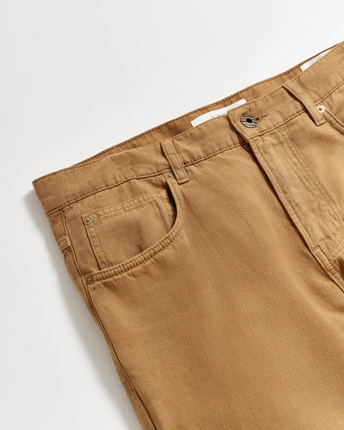 Men Bottoms Billy Reid Cotton Linen 5 Pocket Pant Dark Tan