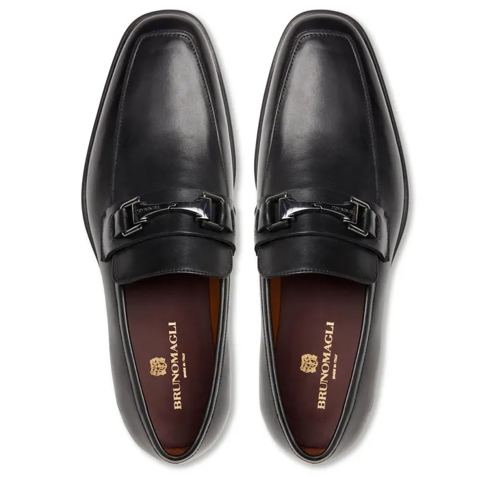 Men Bruno Magli Dress Shoes Raging Bit Leather LoaferBlack