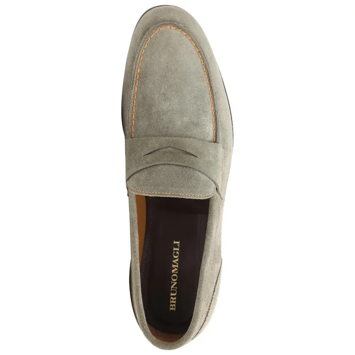 Men Bruno Magli Dress Shoes Silas Suede Loafer 8211 Taupe