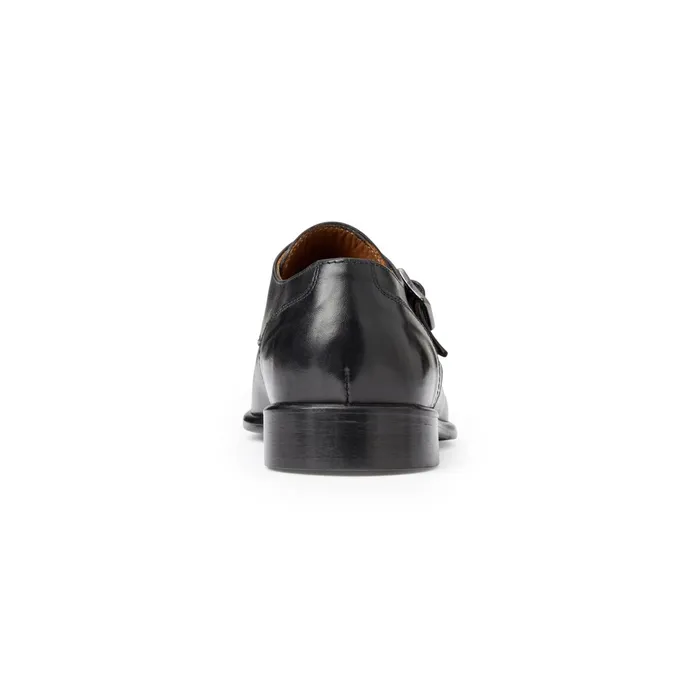 Men Bruno Magli Dress Shoes Solero Classic Leather Single Monk StrapBlack