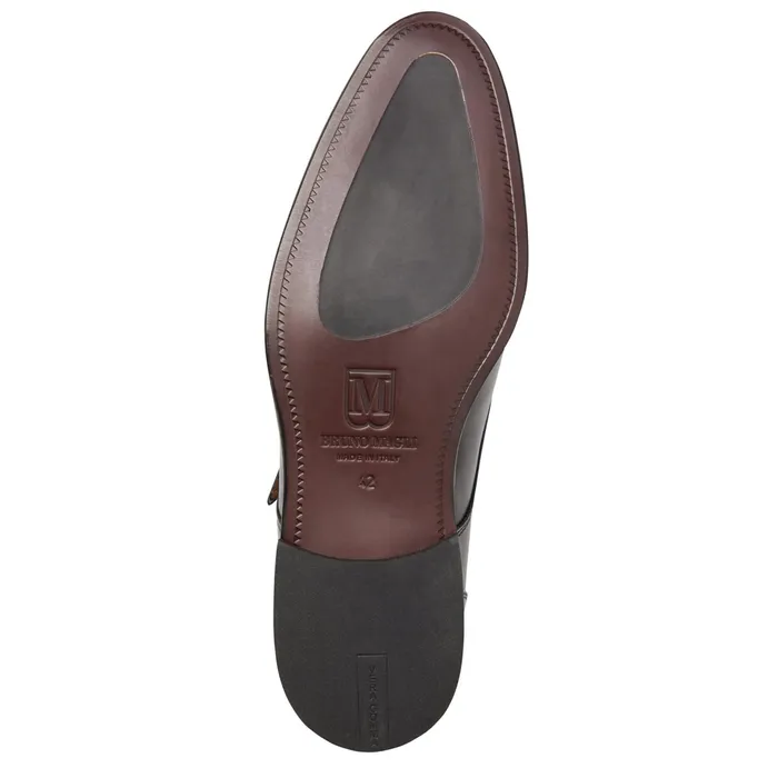 Men Bruno Magli Dress Shoes Solero Classic Leather Single Monk StrapBlack