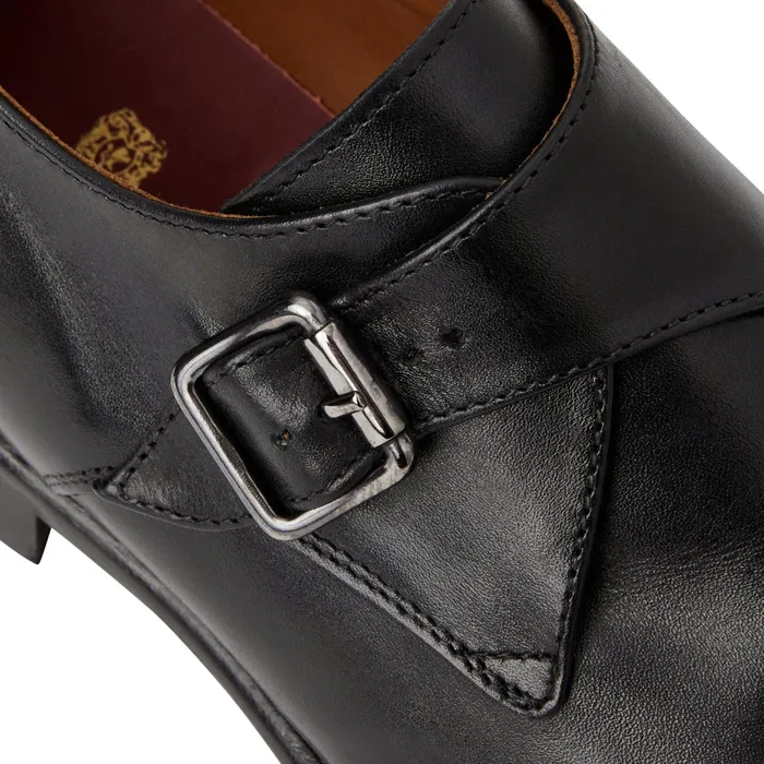 Men Bruno Magli Dress Shoes Solero Classic Leather Single Monk StrapBlack