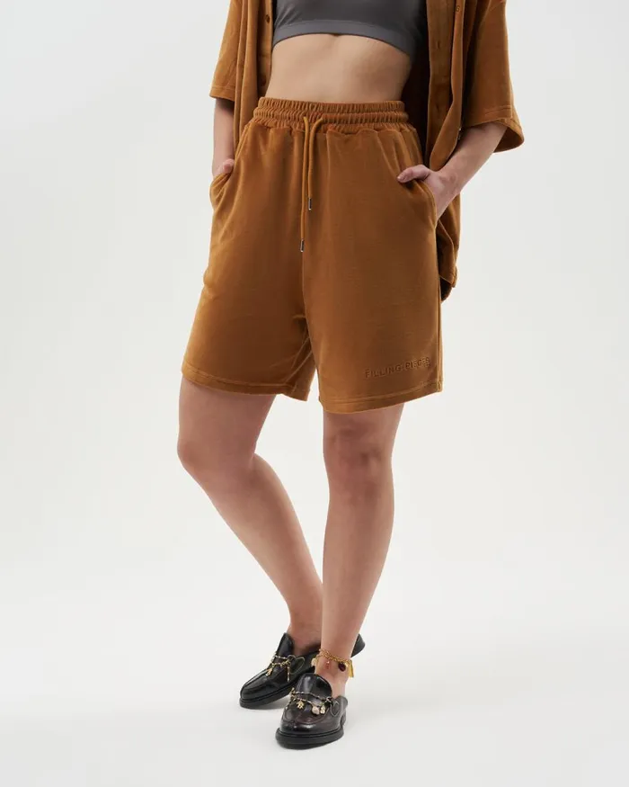 Men Filling Pieces Pants and Shorts Male Shorts Velvet Caramel Beige