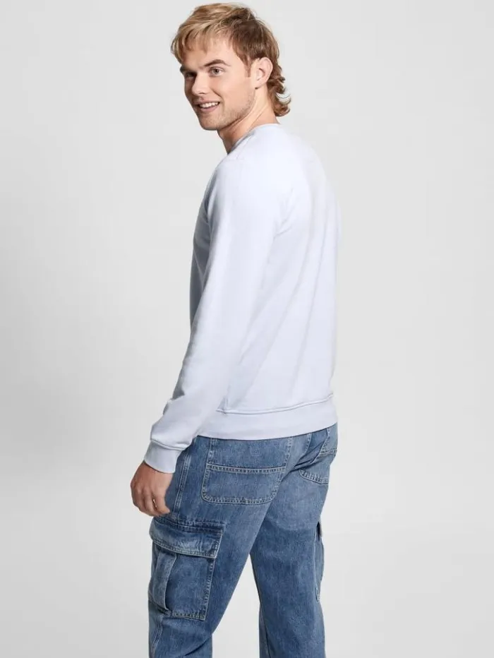 Men GUESS Hoodies and Sweaters Eco Embroidered Sweatshirt Airway Blue