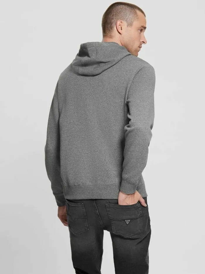 Men GUESS Hoodies and Sweaters Eco Roy Embroidered Logo Hoodie Midnight Dark Heather Men GUESS Hoodies and Sweaters Eco Roy Embroidered Logo Hoodie Midnight Dark Heather