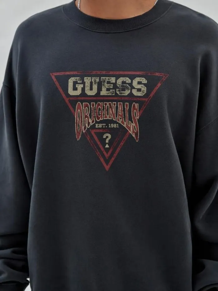 Men GUESS Hoodies and Sweaters GUESS Originals Vintage Dev Sweatshirt Jet Black Multi Men GUESS Hoodies and Sweaters GUESS Originals Vintage Dev Sweatshirt Jet Black Multi