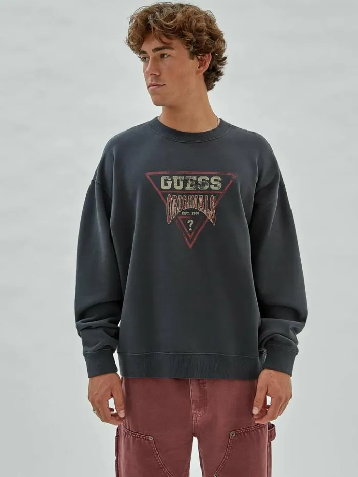 Men GUESS Hoodies and Sweaters GUESS Originals Vintage Dev Sweatshirt Jet Black Multi Men GUESS Hoodies and Sweaters GUESS Originals Vintage Dev Sweatshirt Jet Black Multi