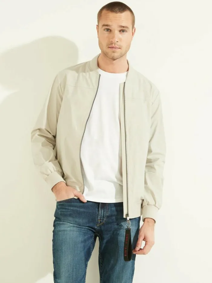 Men GUESS Jackets and Coats Comfort Flight Jacket Grey Boundary