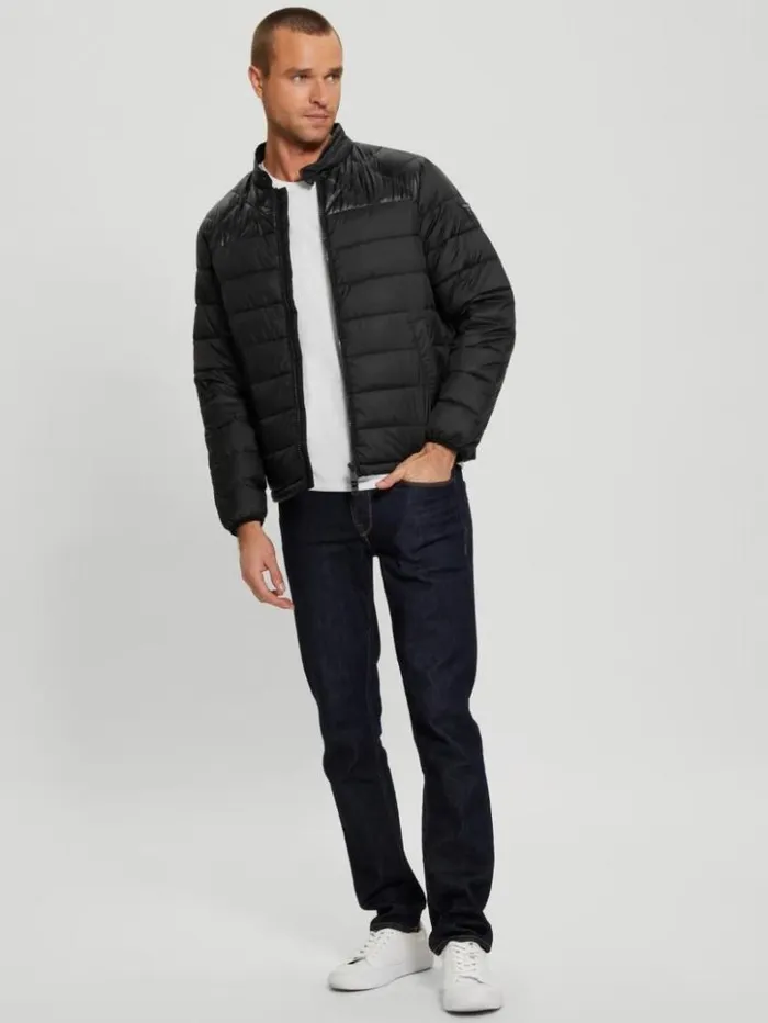Men GUESS Jackets and Coats Eco Lightweight Puffer Jacket Jet Black Multi