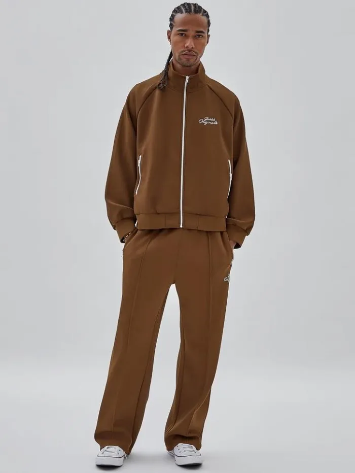 Men GUESS Jackets and Coats GUESS Originals Eco Tricot Track Jacket Brown Sand Men GUESS Jackets and Coats GUESS Originals Eco Tricot Track Jacket Brown Sand