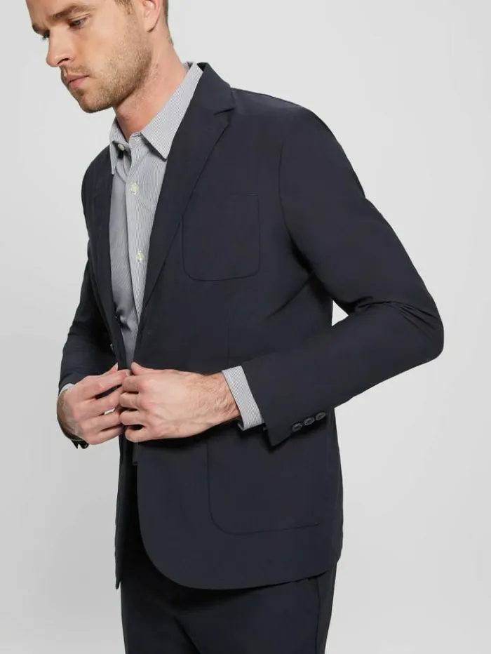 Men GUESS Jackets and Coats Myron TechStretch Blazer Bleu lgant