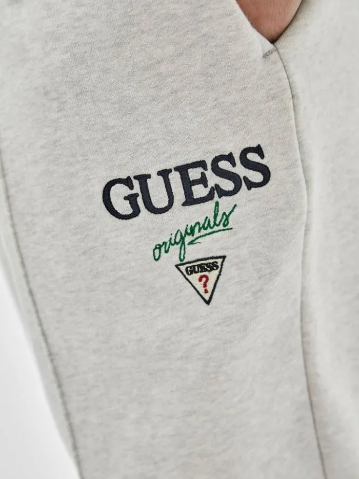 Men GUESS Pants and Shorts GUESS Originals Logo Joggers Eli Grey Heather