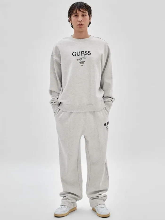 Men GUESS Pants and Shorts GUESS Originals Logo Joggers Eli Grey Heather
