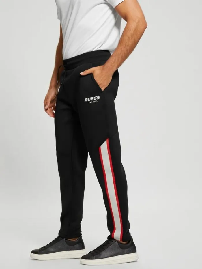 Men GUESS Pants and Shorts Ward Striped Pants Black