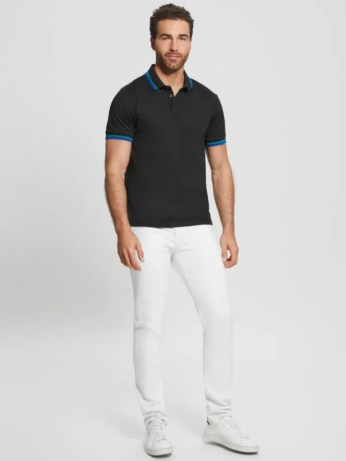 Men GUESS Shirts Sports Pique Polo Black