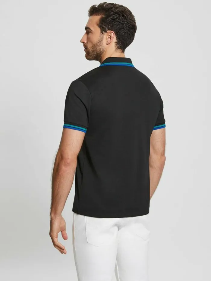 Men GUESS Shirts Sports Pique Polo Black