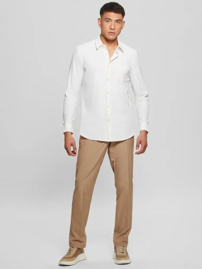 Men GUESS Shirts Sunset TechStretch Shirt Salt White