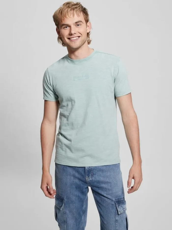 Men GUESS TShirts and Tanks David Acid Wash Tee Lagoon Fog Multi
