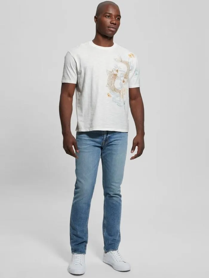 Men GUESS TShirts and Tanks David Embroidered Tee Salt White