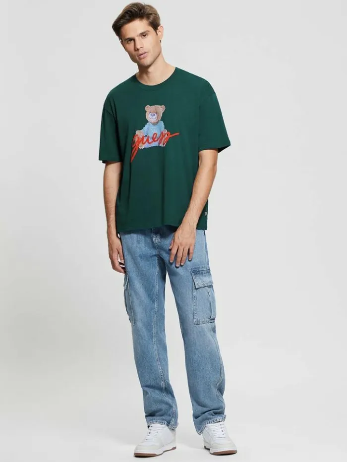 Men GUESS TShirts and Tanks Logo Bear Tee Dark Jade Multi