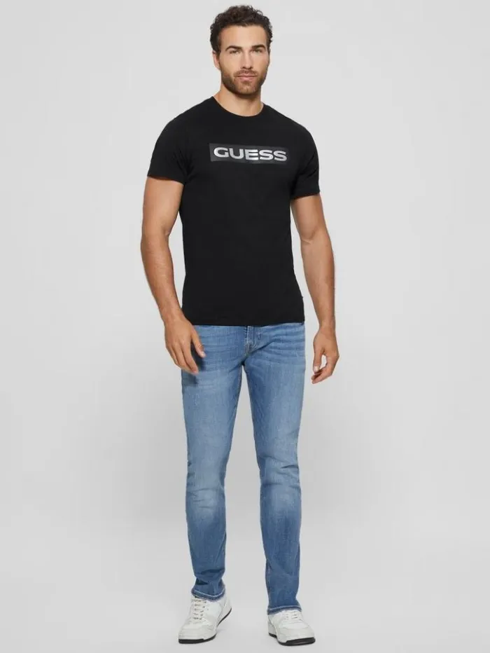 Men GUESS TShirts and Tanks Metallic Signature Tee Black