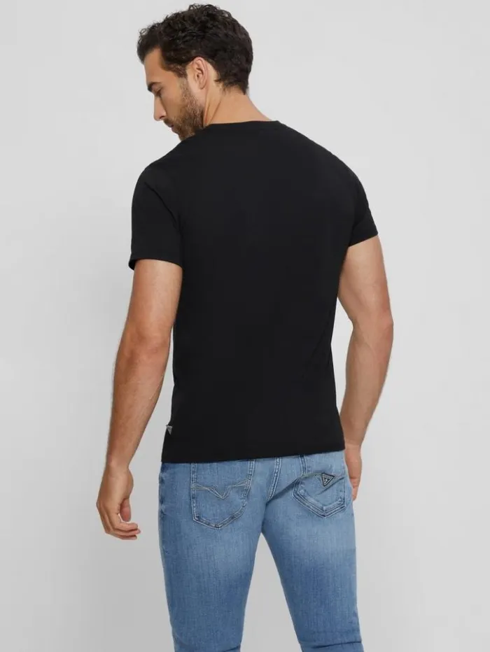 Men GUESS TShirts and Tanks Metallic Signature Tee Black