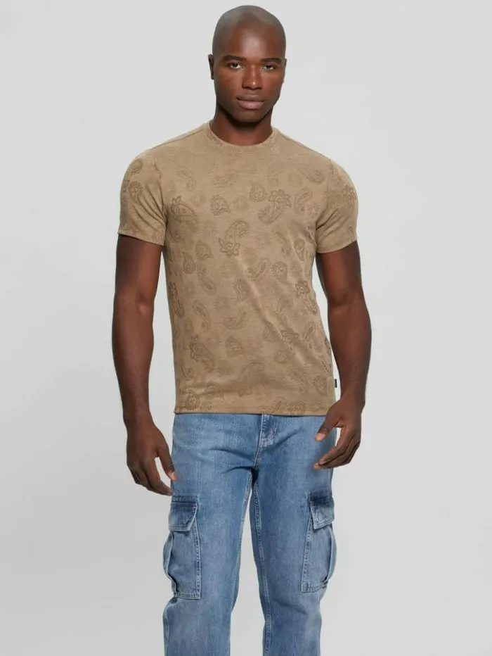 Men GUESS TShirts and Tanks Paisley Tee Walnut Shell Multi