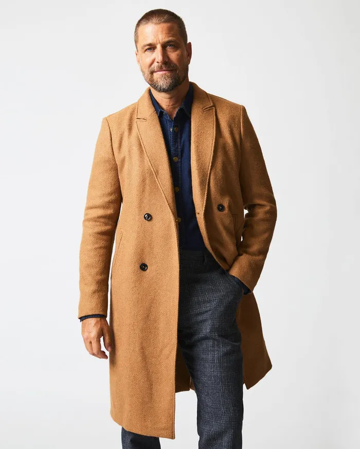 Men Jackets and Outerwear Billy Reid Officers Coat Camel