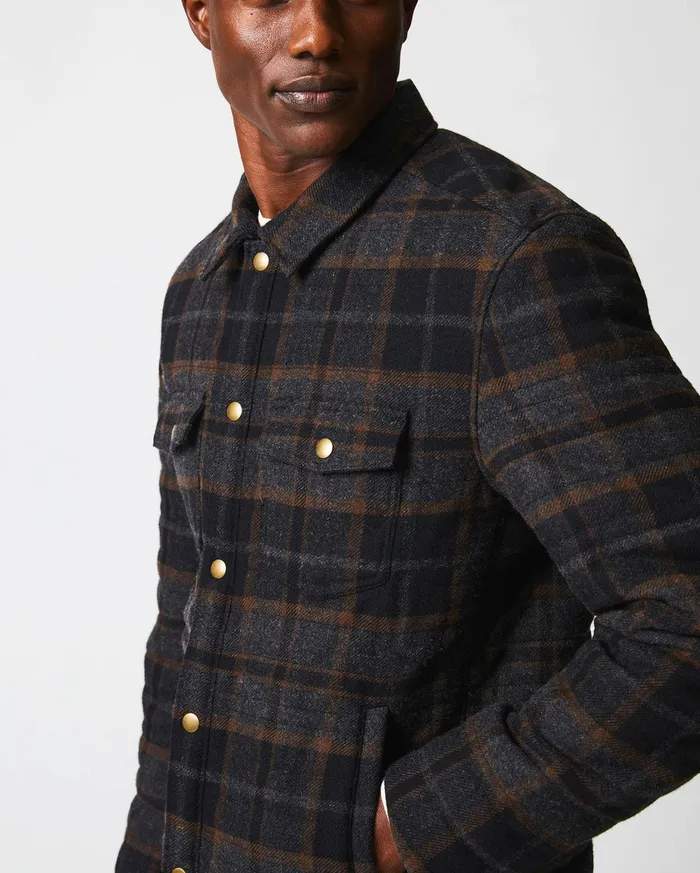 Men Jackets and Outerwear Billy Reid Theo Shirt Jacket Blackcharcoal