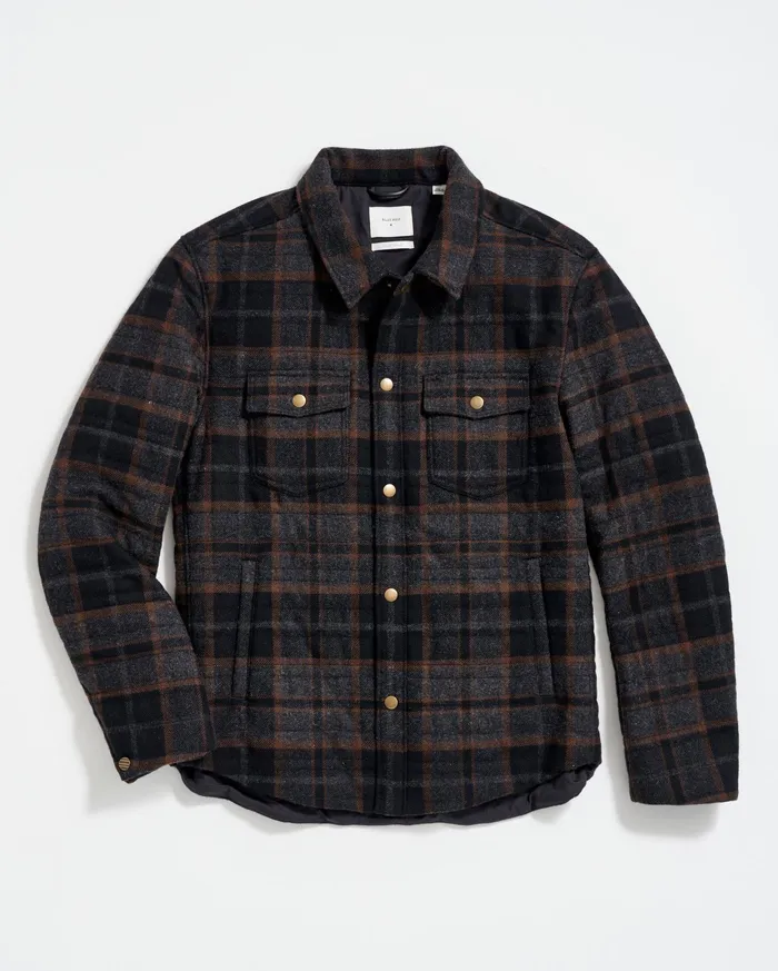 Men Jackets and Outerwear Billy Reid Theo Shirt Jacket Blackcharcoal