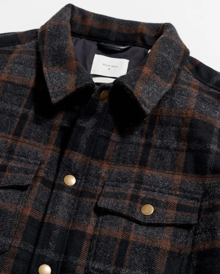 Men Jackets and Outerwear Billy Reid Theo Shirt Jacket Blackcharcoal