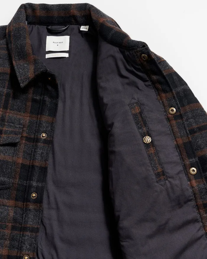 Men Jackets and Outerwear Billy Reid Theo Shirt Jacket Blackcharcoal