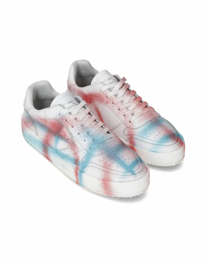 Men Nice Sneakers White Azure Pink Shoes Philippe Model Paris Street