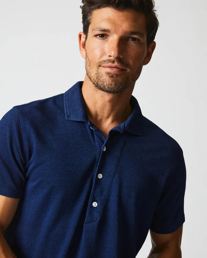 Men Polos Tees and Henleys Billy Reid Indigo Polo Dark Indigo