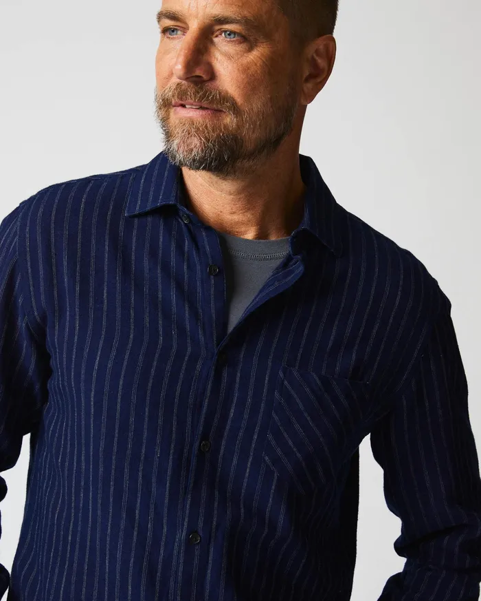 Men Shirting Billy Reid John T Shirt Indigowhite
