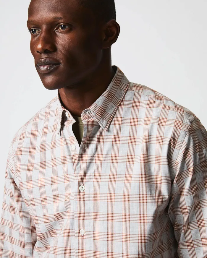 Men Shirting Billy Reid Melange Grid Plaid Tuscumbia Shirt Hidden Bd Greyginger