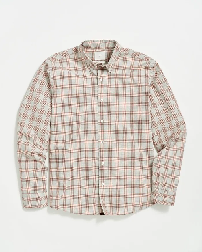 Men Shirting Billy Reid Melange Grid Plaid Tuscumbia Shirt Hidden Bd Greyginger