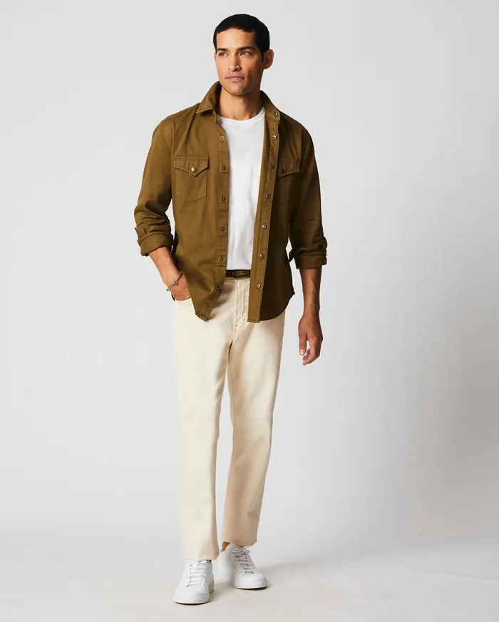 Men Shirting Billy Reid Shoals Twill Shirt Slate Green