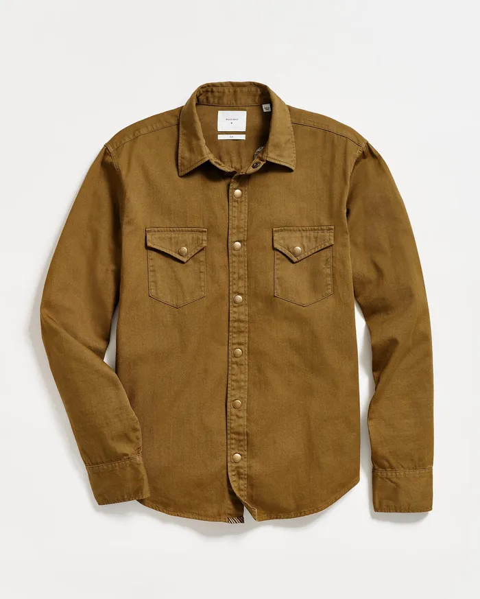 Men Shirting Billy Reid Shoals Twill Shirt Slate Green