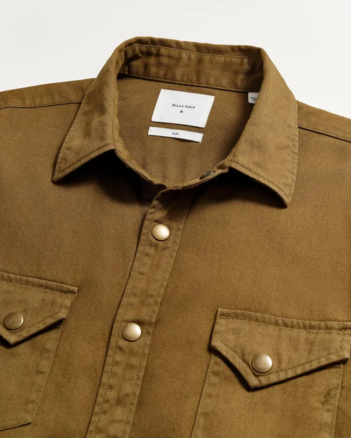 Men Shirting Billy Reid Shoals Twill Shirt Slate Green