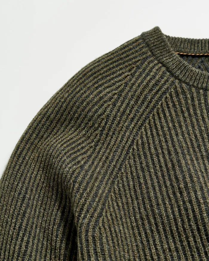 Men Sweaters and Sweatshirts Billy Reid Fisherman Rib Crew Olive